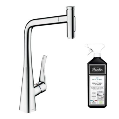 Robinet de cuisine avec douchette HANSGROHE Metris Select M71 320 2 jets chromé + nettoyant Briochin