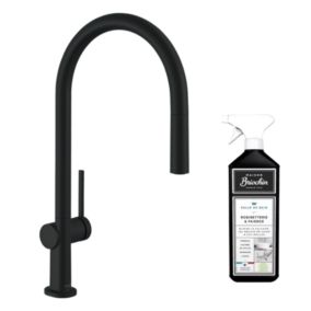 Robinet de cuisine avec douchette HANSGROHE Talis M54 210 noir mat + nettoyant Briochin