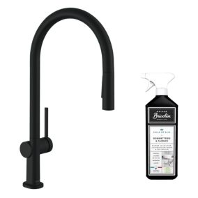 Robinet de cuisine avec douchette HANSGROHE Talis M54 210 sBox 2 jets noir mat + nettoyant Briochin