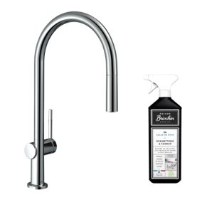 Robinet de cuisine avec douchette HANSGROHE Talis M54 210 sBox chromé + nettoyant Briochin