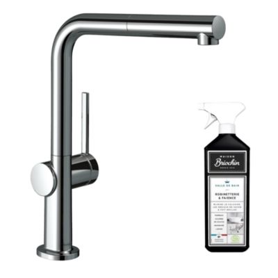 Robinet de cuisine avec douchette HANSGROHE Talis M54 270 sBox chromé + nettoyant Briochin