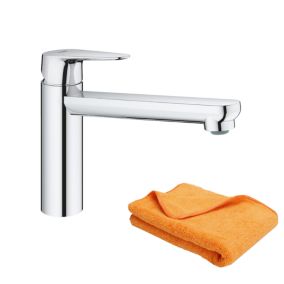 Robinet de cuisine bec médium GROHE Start Curve Quickfix chromé + microfibre