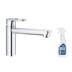 Robinet de cuisine bec médium GROHE Start Flow Quickfix chromé + nettoyant GrohClean