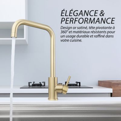 Robinet de cuisine design intemporel - Coloris Or