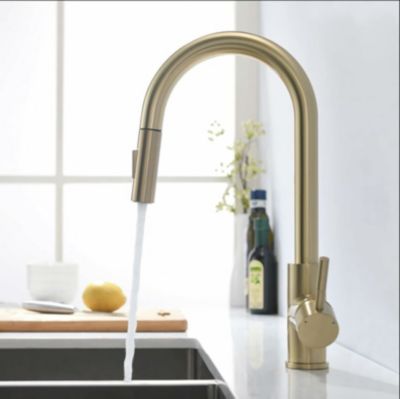 Robinet de cuisine doré brossé avec douchette extractible  robinet de cuisine pivotant à 360    mitigeur de cuisine