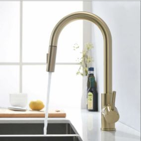 Robinet de cuisine doré brossé avec douchette extractible  robinet de cuisine pivotant à 360    mitigeur de cuisine