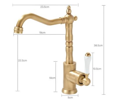 Robinet de cuisine en laiton 025 en laiton doré brossé collection Scamandre