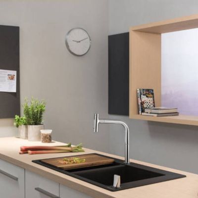 Robinet de cuisine encastré avec douchette HANSGROHE Metris Select M71 200 sBox 2 jets noir mat