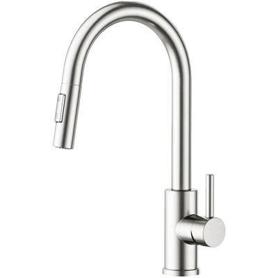 Robinet de cuisine extractible, acier inoxydable brossé, 2 modes d'eau, adapté aux éviers, modèle UE