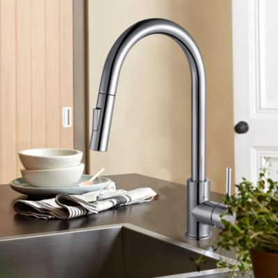 Robinet de cuisine extractible à levier unique BRO avec finition chromée brillante en laiton Kibath