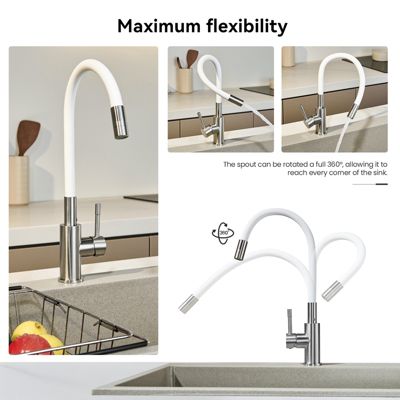 Robinet de Cuisine Flexible, CECIPA MAX Mitigeur Cuisine Rabattable de Cuisine à Levier Unique