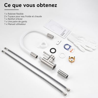 Robinet de Cuisine Flexible, CECIPA MAX Mitigeur Cuisine Rabattable de Cuisine à Levier Unique