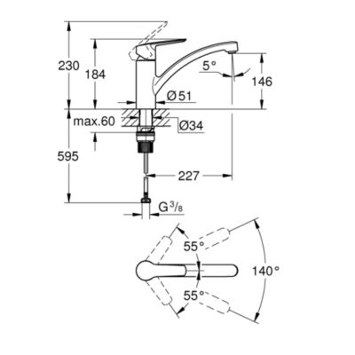 Robinet de cuisine GROHE Start noir mat + microfibre