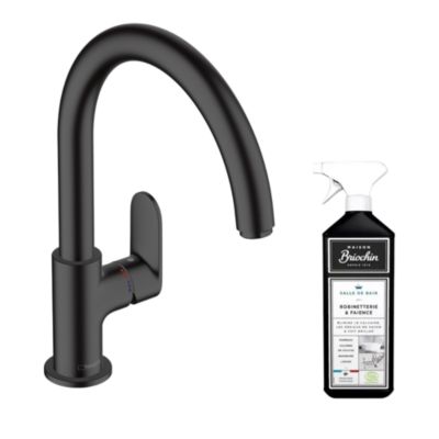 Robinet de cuisine HANSGROHE Vernis Blend M35 210 noir mat + nettoyant Briochin