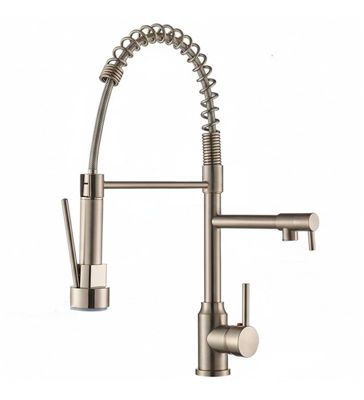 Robinet de cuisine mitigeur pour évier avec douchette extensible nickel 47 cm
