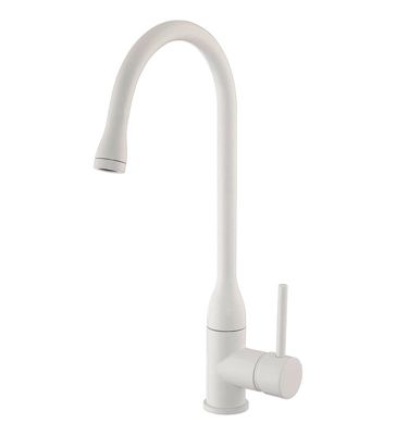 Robinet de cuisine mitigeur pour évier blanc mat design 43 cm avec bec mobile