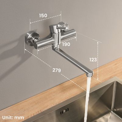 Robinet de Cuisine Mural avec Bec Orientable Cecipa max Mitigeur d'évier Pivotant à 360