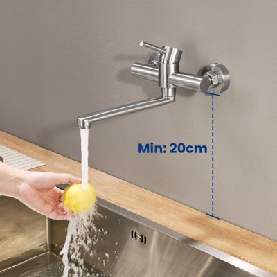Robinet de Cuisine Mural avec Bec Orientable Cecipa max Mitigeur d'évier Pivotant à 360