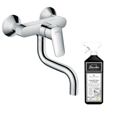 Robinet de cuisine mural HANSGROHE Logis M31 chromé + nettoyant Briochin