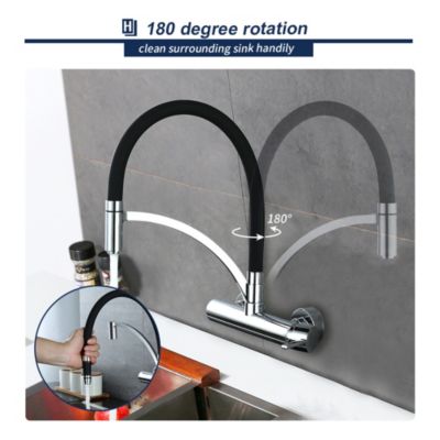 Robinet De Cuisine - RUMOCOVO - Mural - Noir - Métal - Pivotant 360