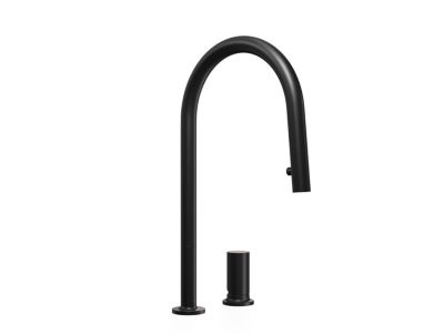 Robinet de cuisine noir Primagran avec deux types de jet d'eau, robinet d'Evier avec rotation a 360, mitigeur haute pression