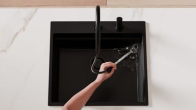 Robinet de cuisine noir Primagran avec deux types de jet d'eau, robinet d'Evier avec rotation a 360, mitigeur haute pression