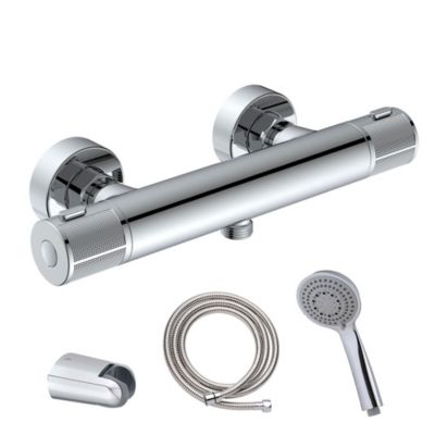 Mitigeur Thermostatique de Douche Avec Blocage de sécurité de 38°C, Robinet de douche Mural en laiton Chromé