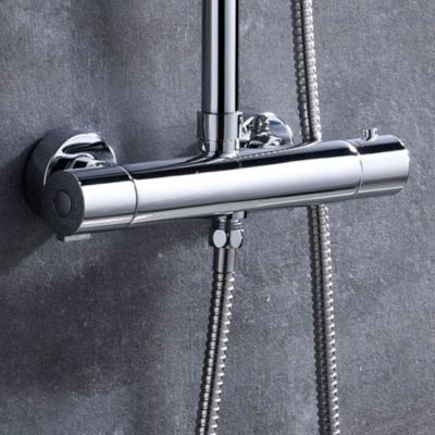Robinet de douche thermostatique à effet froid, finition chrome brillant, en laiton Kibath