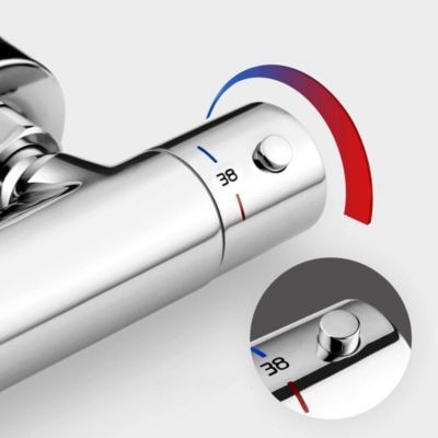 Robinet de douche thermostatique à effet froid, finition chrome brillant, en laiton Kibath