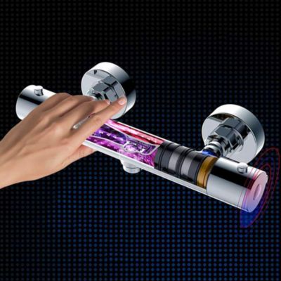 Robinet de douche thermostatique à effet froid, finition chrome brillant, en laiton Kibath