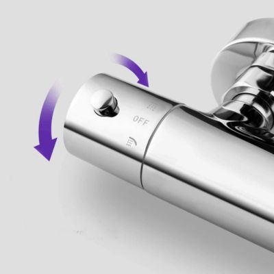 Robinet de douche thermostatique à effet froid, finition chrome brillant, en laiton Kibath