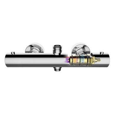 Robinet de douche thermostatique à effet froid, finition chrome brillant, en laiton Kibath