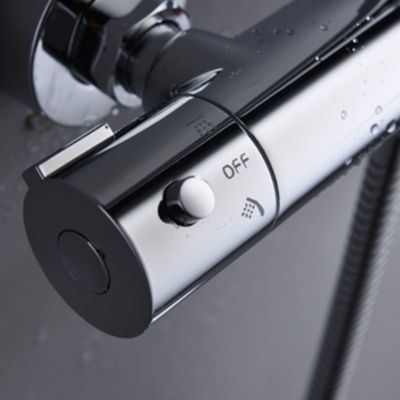 Robinet de douche thermostatique à effet froid, finition chrome brillant, en laiton Kibath