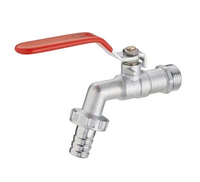 Robinet de Jardin avec Manette Plate Quart de Tour Mâle 15x21 - Mâle 20x27 avec raccord au nez D15 AROZ