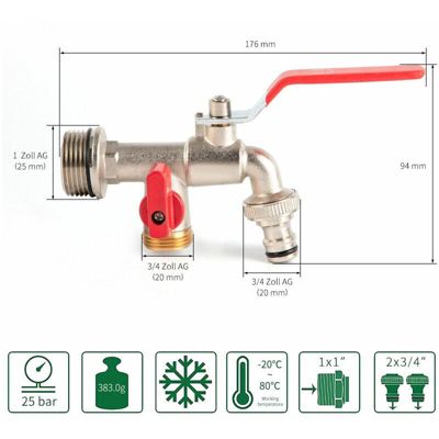Robinet de jardin double, robinet en laiton