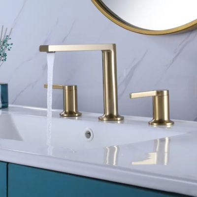 Robinet Lavabo Surélevé HUDOR Collection SCAMANDRE – Laiton Doré Brossé – 1 Trou