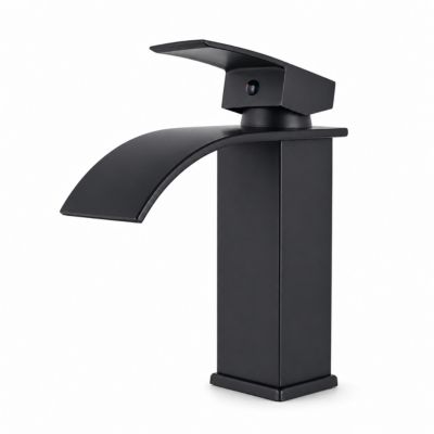 Robinet de lavabo cascade monotrou noir mat en acier inoxydable 304, mitigeur salle de bain avec cartouche céramique 25 mm