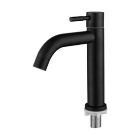 Robinet de lavabo en acier inoxydable noir mat, robinet d'eau froide simple (froid uniquement)
