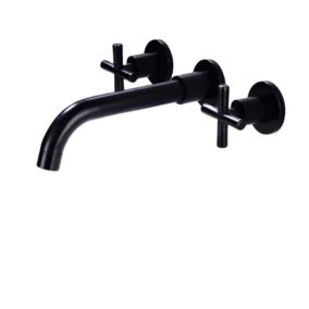 Robinet de lavabo fixation murale 004 en laiton noir collection Céphise