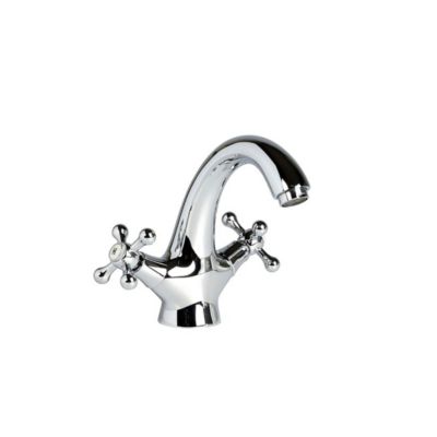 Robinet De Lavabo Monoforo Pour Lavabo Avec Deux Poignées En Croix Chromées - Narcisse