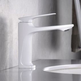 Robinet de lavabo Pistolet de lavabo anti éclaboussures Blanc avec tuyau d'arrivée d'eau de 60 cm