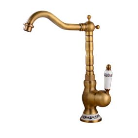 Robinet de Lavabo, Robinet Salle Bain en Laiton Bronzé Rétro, Haut Mitigeur Lavabo bec Pivotant à 360 degrés