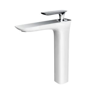 Robinet de lavabo surélevé 005 blanc et chromé collection Argolide