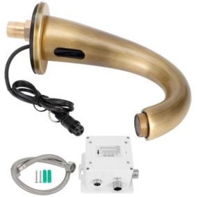 Robinet de lave-mains Kit de robinet G1/2 en cuivre antique avec capteur automatique, robinet d'eau sans contact