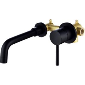 robinet de peinture en laiton noir, mélangeur de salle de bain mural, robinets de lavabo muraux, robinet de lavabo mural pour