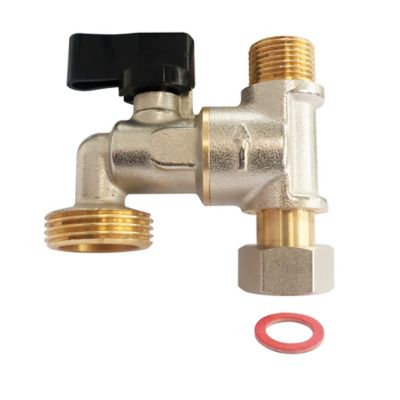 Robinet de piquage pour machine à laver - Entrée écrou tournant et sortie mâle 12/17 (3/8") - Repiquage mâle 20/27 (3/4")