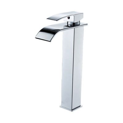 Robinet de salle de bain à bec haut cascade en laiton mitigeur de lavabo robinet de lavabo chromé design moderne