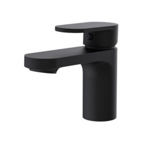 Robinet de salle de bain mitigeur bec bas noir H15cm ROB