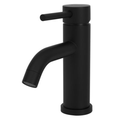 Robinet de Salle de Bain Petit, 85 mm Bec Haut, Noir Mat, en Laiton, Rond