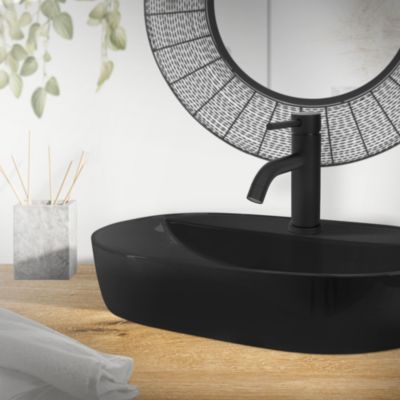 Robinet de Salle de Bain Petit, 85 mm Bec Haut, Noir Mat, en Laiton, Rond